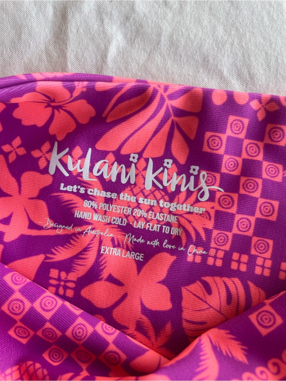 Kulani Kinis Tropical Print Bikini Set 2XL Pink Purple Beach + Bucket Hat (M/L) - Picture 2 of 9
